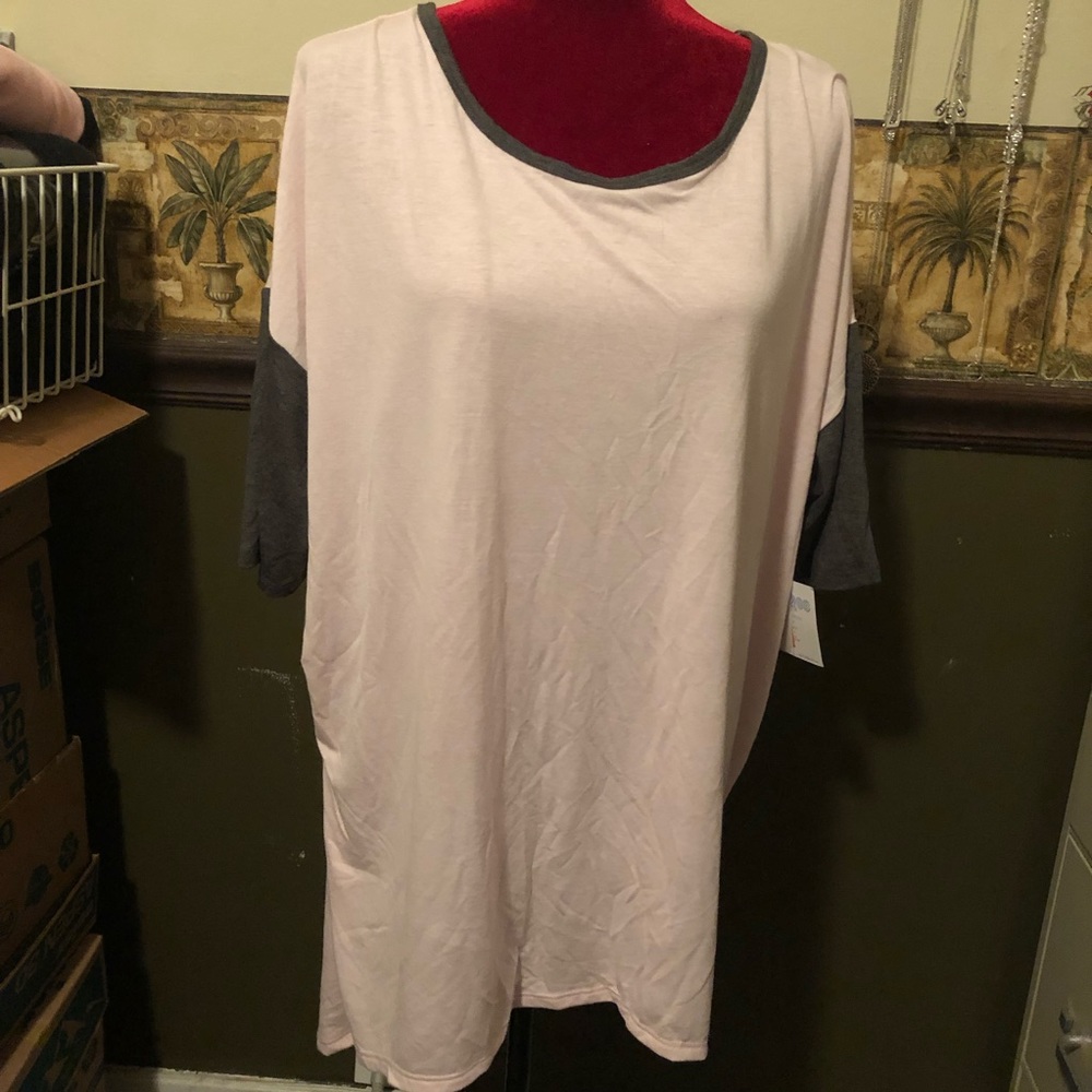LuLaRoe Irma Pale Pink and Gray XL
